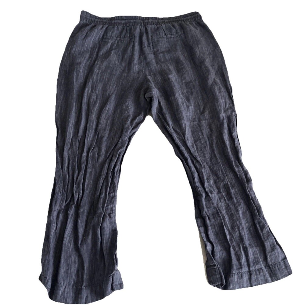 Athleta Pants Women 1x Blue Stripe Retreat Linen Split Leg Beachy Boho Casual - Picture 7 of 7
